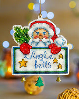 Cozy Crosses Jingle Bells H001 Counted Cross Stitch Kit, Santa Christmas Ornament