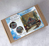 Cozy Crosses Christmas Cafe H004 Counted Cross Stitch Kit, Coffee House on Wood