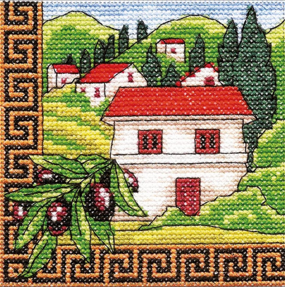 Counted Cross Stitch Kit, Greece Olives (Hut), 01277