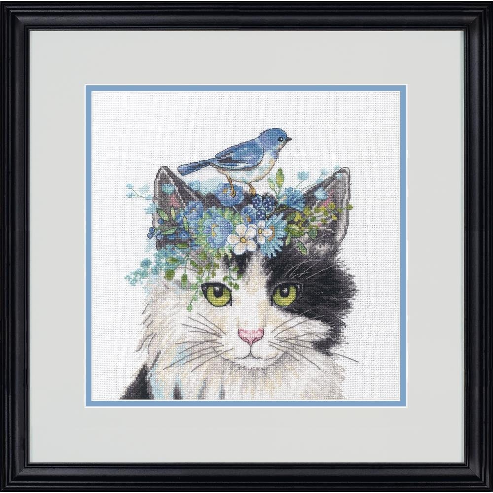 Dimensions Counted Cross Stitch Kit - Floral Crown Cat 16 Count, 70-35433 NEW