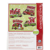Dimensions Cross Stitch Kit Holiday Truck Ornament 5"X4" Set Of 4, 70-08974