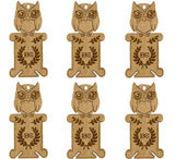 6 Funny Bobbins plywood for threads, Owls , (6 pcs), LC-070