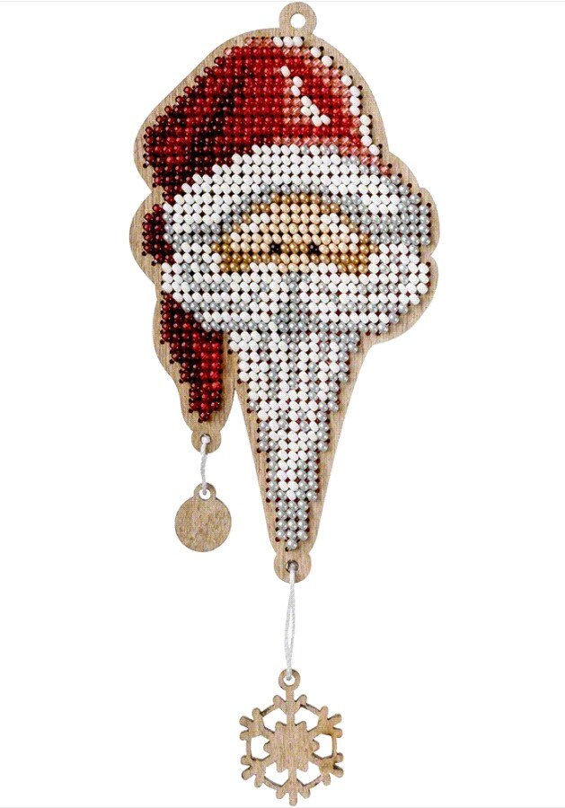 Bead Embroidery Kit On Wood, Santa, LK-458 ( beads , thread, needle, plywood base included)