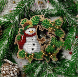 Snowman Bead Embroidery Kit on Wood: Fast DIY Craft (LK-442)