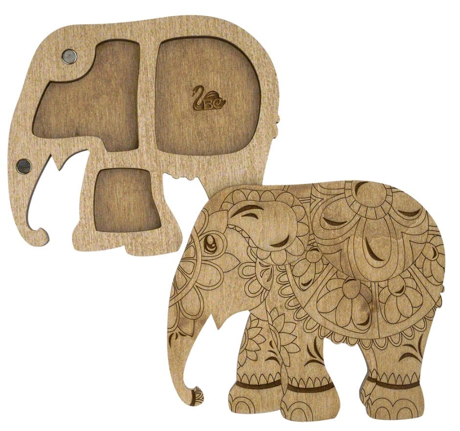 Organizer plywood for beads with magnetic lid, Elephant, 11*9.5 cm, ZB-097