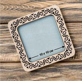 Plywood Embroidery Hoop with Magnetic Holders: floral ornament, 4"x4"