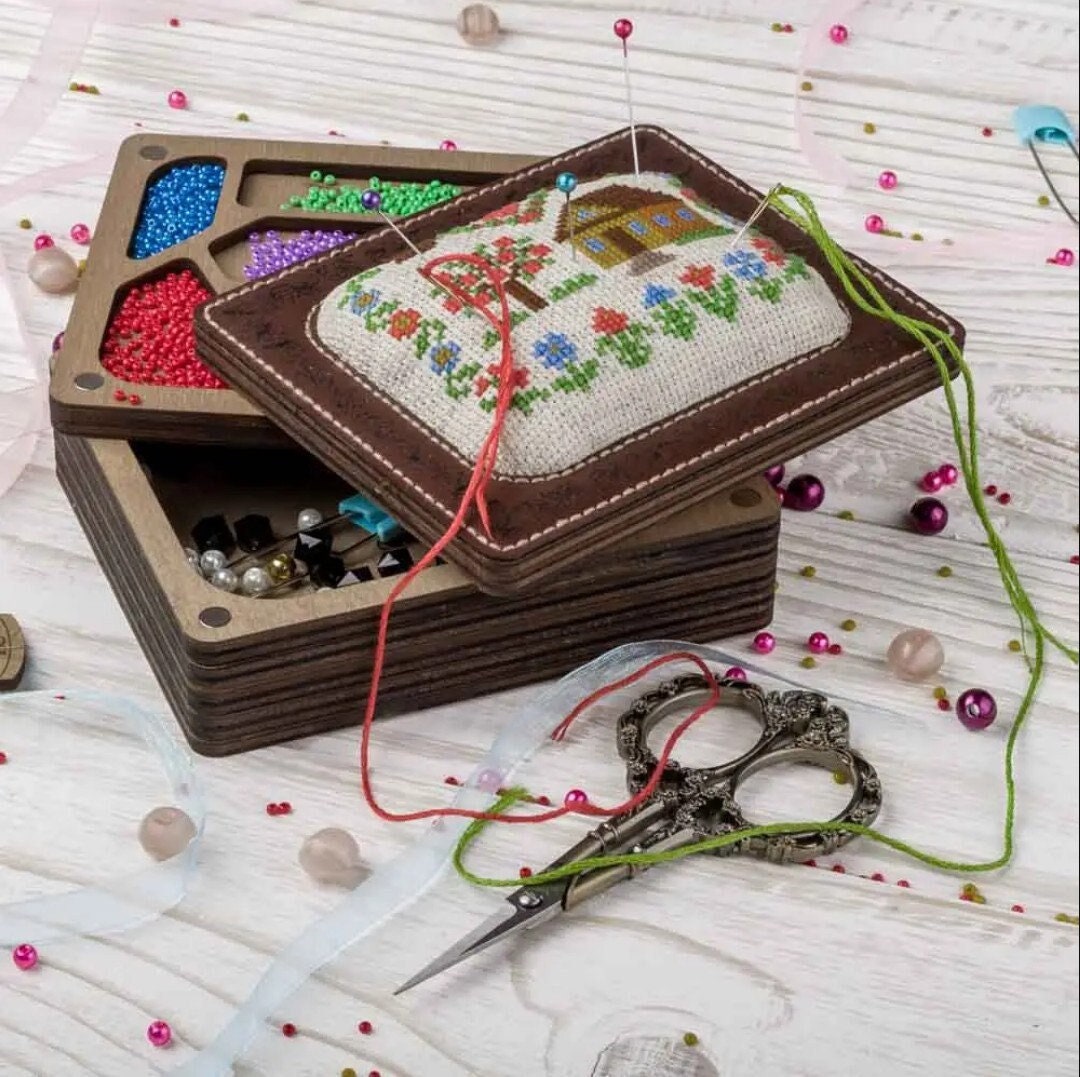 DIY Plywood Needle and Bead Holder Kit: Embroidery Top