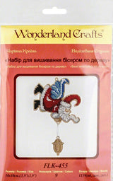 Santa Bead Embroidery Kit on Wood: Christmas Ornament Craft (3.9"x3.9")