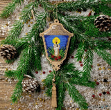 Bead Embroidery Kit on Wood, Lantern with a Candle, LK-453