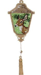 Bead Embroidery Kit on Wood, Deer in Lantern, LK-449