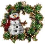 Snowman Bead Embroidery Kit on Wood: Fast DIY Craft (LK-442)