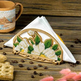Tissue Holder DIY Bead Embroidery Kit: White Flowers  (6.1x3.5")
