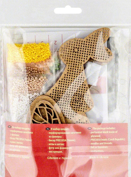 Bead Embroidery Kit: Easter Rabbit Decoration DIY Craft