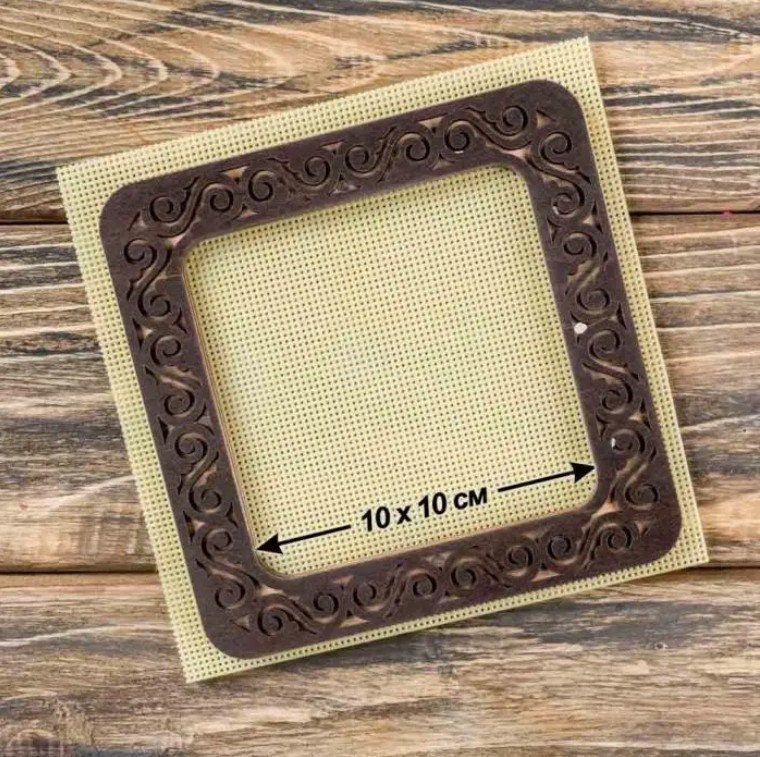 Needlework plywood Hoop: Dark Brown Wood Cross Stitch Frame (4x4 IN)