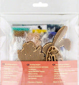 Bead Embroidery Kit: Easter Rabbit with Flower Cart DIY Craft on plywood base