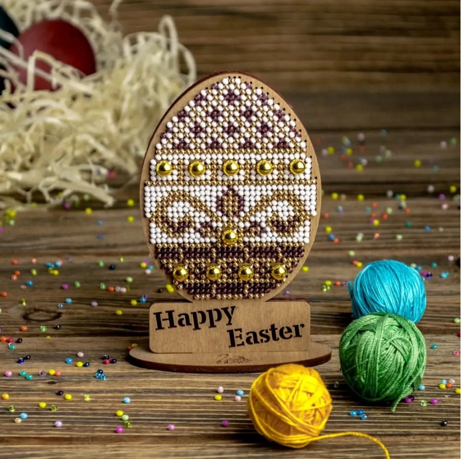 Bead Embroidery Kit: Easter Egg Decoration DIY Craft (LK-435)