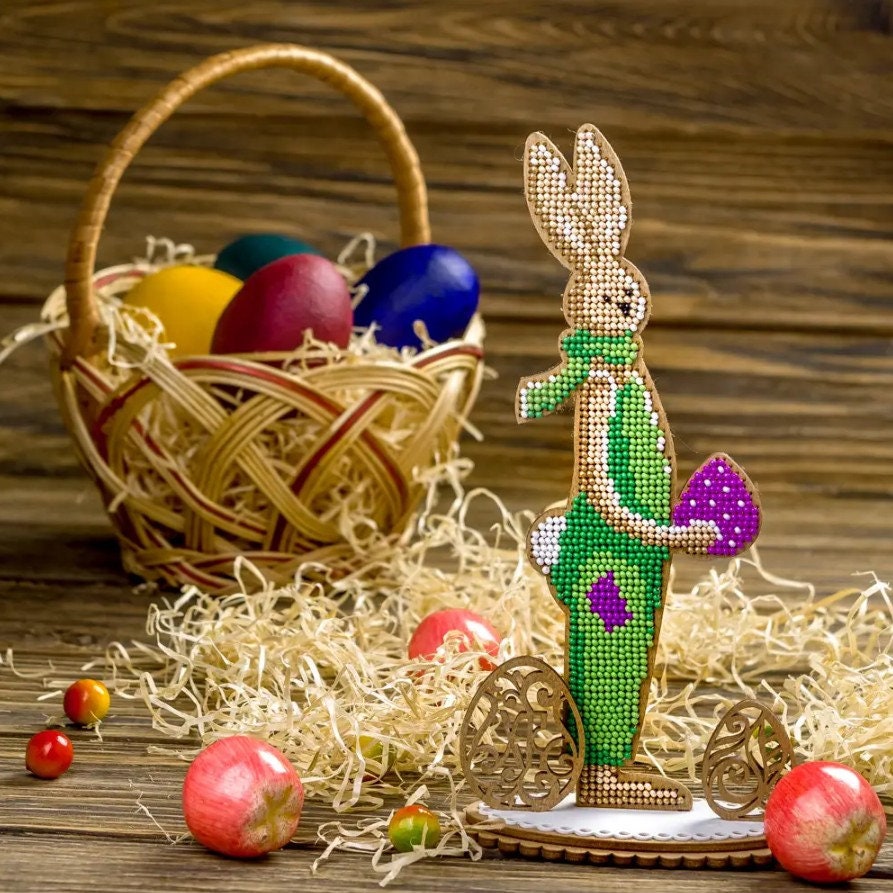 Bead Embroidery Kit: Easter Bunny Decoration DIY Craft