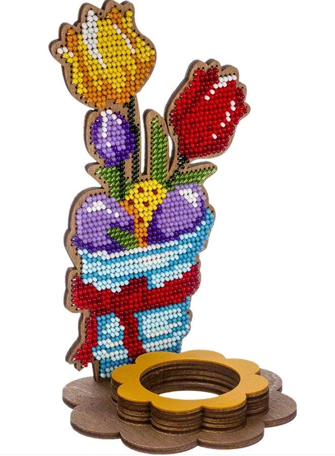 Tulips Bead Embroidery Kit: Easter Egg Holder DIY Craft