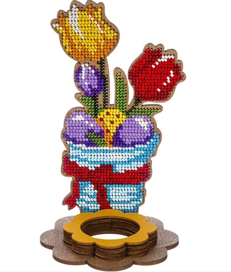 Tulips Bead Embroidery Kit: Easter Egg Holder DIY Craft