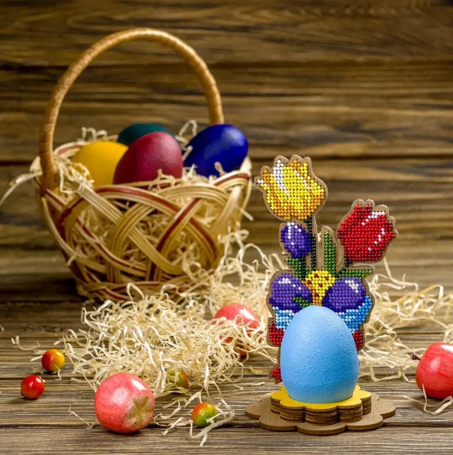 Tulips Bead Embroidery Kit: Easter Egg Holder DIY Craft
