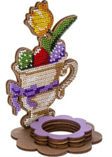 Bead Embroidery Kit Easter Decoration Egg Holder with Flowers, LK-330. Fast DIY Kit ( beads , thread, needle, plywood base included)
