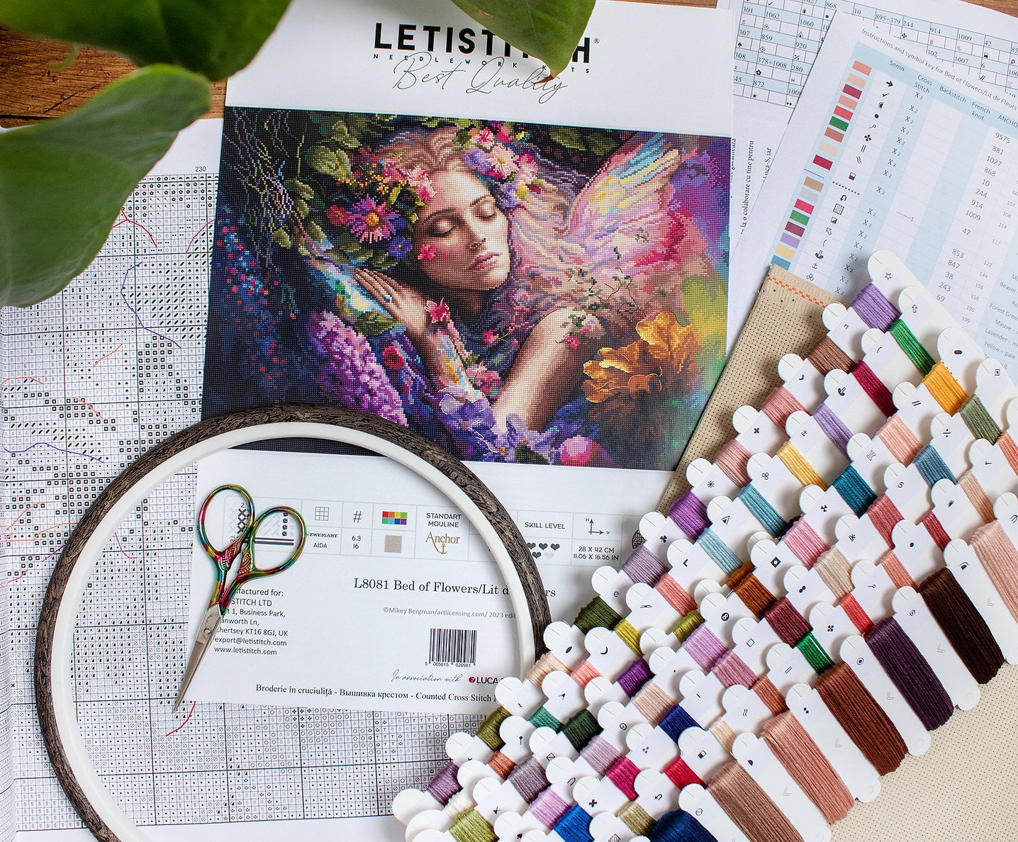 Counted Cross Stitch Kit LETISTITCH  Bed of Flowers/Lit de Fleurs, L8081