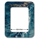 Plywood Embroidery Hoop with Magnetic Holders Marbled Teal & Blue (2.6x3.5 IN)