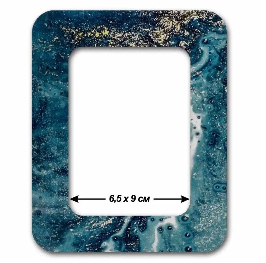 Plywood Embroidery Hoop with Magnetic Holders Marbled Teal & Blue (2.6x3.5 IN)