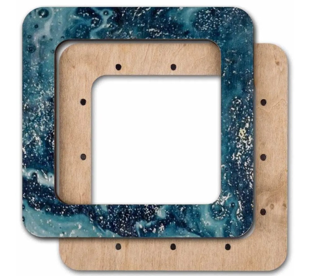 Embroidery Hoop with Magnetic Holders, Marbled Teal, 4x4 IN