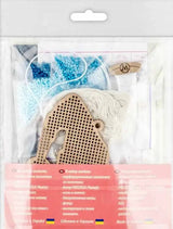 Bead Embroidery Kit on Wood: Gnome in Blue Hat, DIY Craft