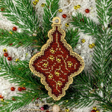 Bead Embroidery Kit on Wood, ornament, LK-446 ( beads , thread, needle, plywood base included)