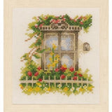 Counted Cross Stitch Kit Lanarte - Window & flowers, PN-0162523 Rare find.