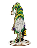 Bead Embroidery Kit: Gnome with Lantern, DIY Craft (3.5"x6.1")