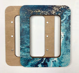 Plywood Embroidery Hoop with Magnetic Holders Marbled Teal & Blue (2.6x3.5 IN)