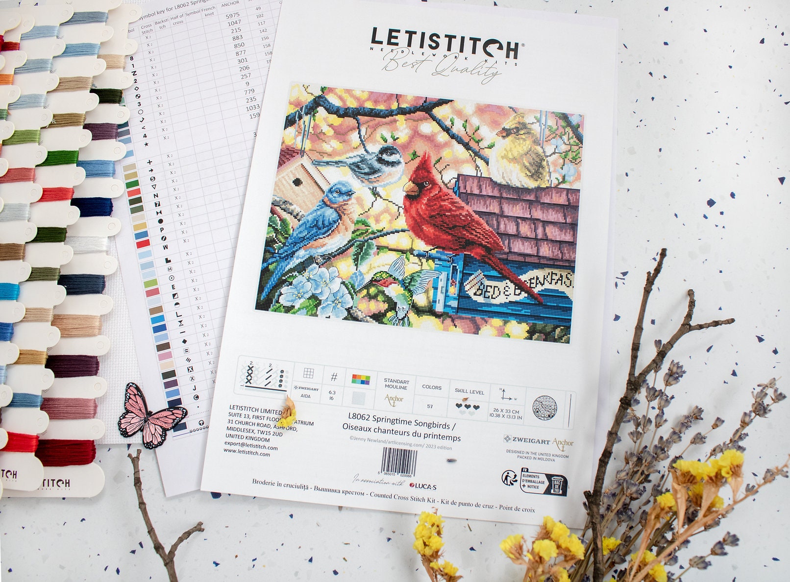 Counted Cross stitch kit  LETISTITCH L8062 Springtime Songbirds / Oiseaux chanteurs du printemps