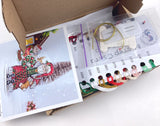 Unic Cross Stitch Kit, Mr.Santa, set with threads, beads and decorative crystals.