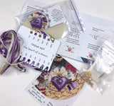 Bead and Cross Stitch Kit Purple Heart: Threads, Beads & Crystals DIY (8x9 cm)