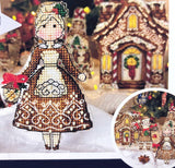 Cross Stitch Kit, Gingerbread MRS.Santa, threads, beads and decorative crystals