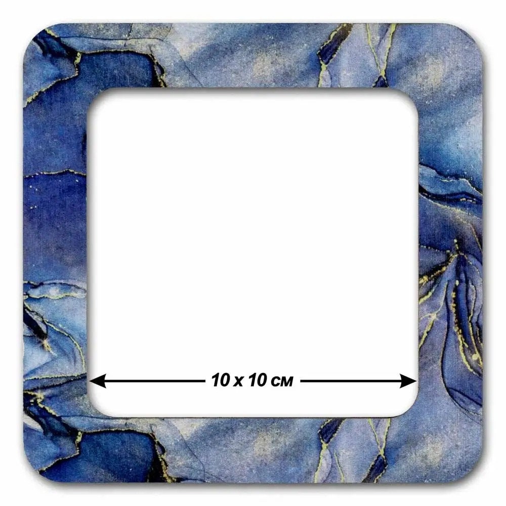 Embroidery wood Hoop with Magnetic Holders (4x4 IN), Marbled Dark Blue
