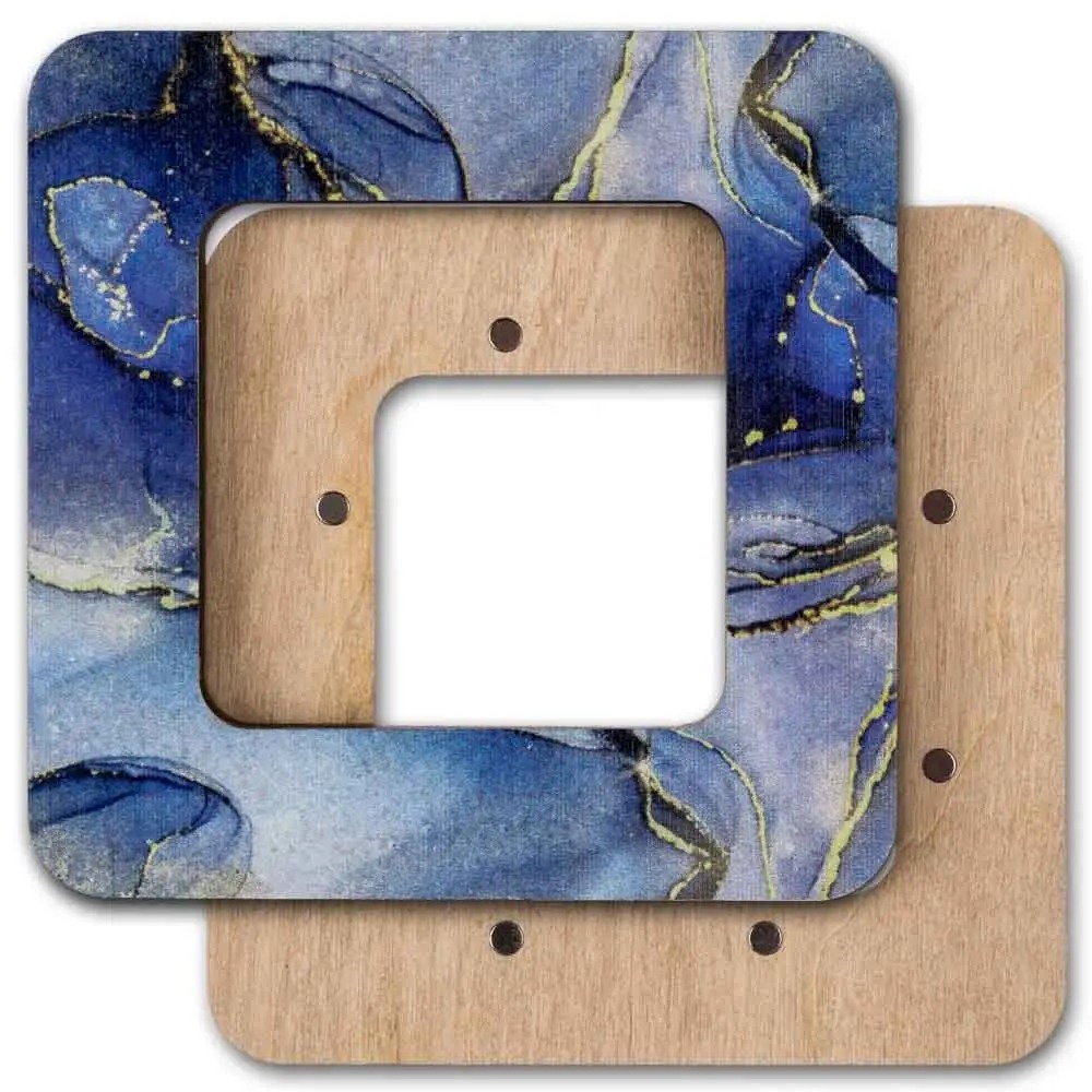 Marbled Dark Blue Embroidery small Hoop with Magnetic Holders  2.4x2.4 IN