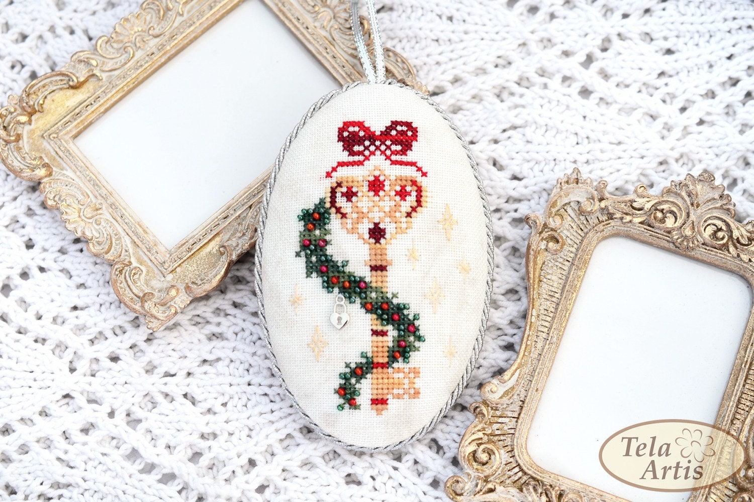 Counted Cross Stitch sampler Key Tela-Artis X-401, Evenweave Fabric, hand-dyed DMC muline, melange