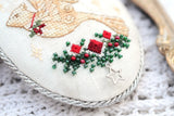 Pin Keep Bird Cross Stitch Kit: Vintage Christmas Ornament, Hand-dyed Threads , Linen
