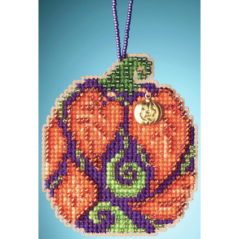 Beaded Cross Stitch Kit Autumn Pumpkin, Mill Hill MH16-2021 ( Perforated paper 14ct)