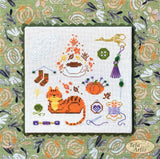 Autumn Sampler Cross Stitch Kit: Cat, Tea,Amber Handicrafts