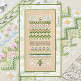 Chamomile Cross Stitch Kit, Floral Sampler: Hand-Dyed Threads, German Linen