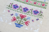 Spring Stitches Cross Stitch Sampler Kit: Floral Sampler, Hand-Dyed Threads, German Linen