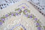 Counted Cross Stitch Black Marshmallow sampler Tela-Artis X-601, Evenweave Fabric, hand-dyed DMC muline, melange