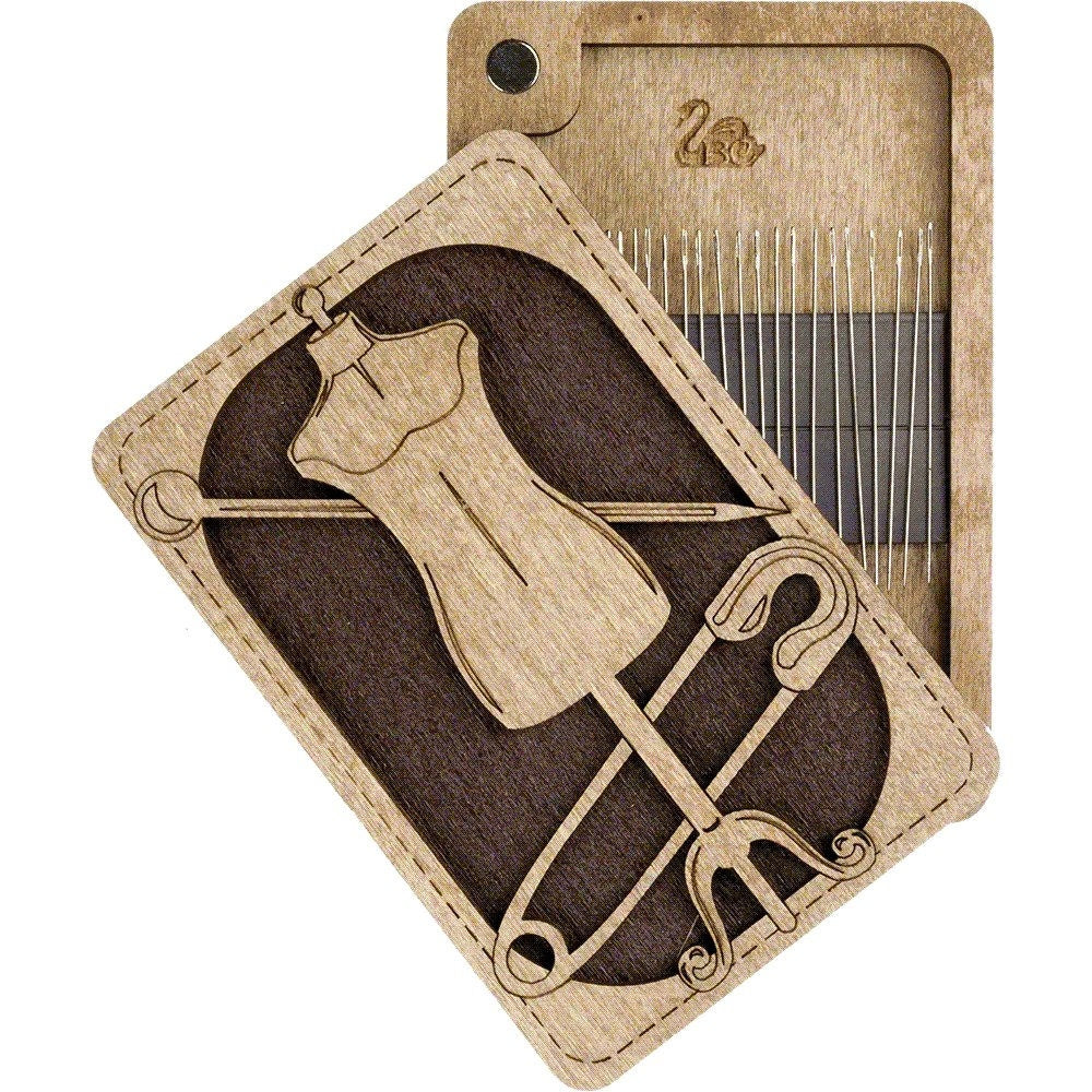 Organizer plywood for needles with magnetic lid, 2.36"x3.5" IN, ZBN-029