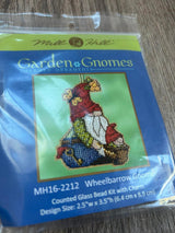 Bead embroidery set DIY, Wheelbarrow Gnome, Mill Hill MH16-2212 ( Perforated paper 14ct)