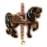 Bead Embroidery Kit on Wood, Brown Horse, LK-511 ( beads , thread, needle, plywood base included)